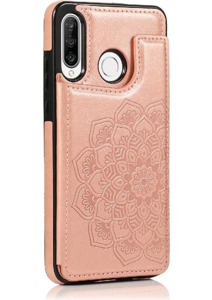 Huawei P30 Lite Flip Darbeye Dayanıklı Desen Için Kart Tutucu Kılıf ile Cüzdan (Yurt Dışından)