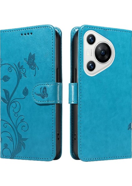 Huawei Pura 70 Kabartmalı Kelebek Deri ve Kart (Yurt Dışından)