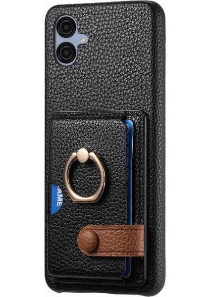Samsung Galaxy A04E Premium Dokulu Deri Yüzük Standı Kart Yuvaları (Yurt Dışından) modelleri