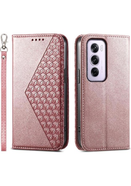 Oppo Oppo 12 Pro 5g Için Flip Case Standı El Kayışı Eşkenar Dörtgen Şekli Günlük Kullanım (Yurt Dışından) modelleri