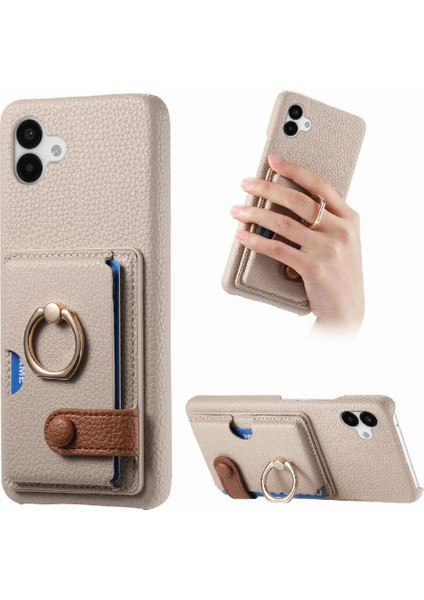 Samsung Galaxy A04 Halka Standı Kart Yuvaları Premium Dokulu Deri (Yurt Dışından)