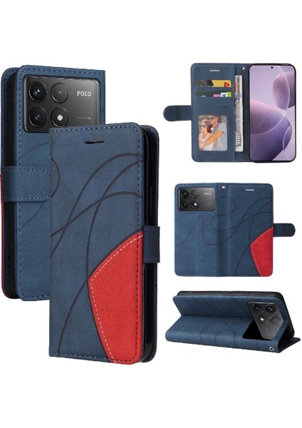 Xiaomi Poco F6 Pro Dikiş Renk Flip Folio Kitap Kickstand Için Flip Case (Yurt Dışından)