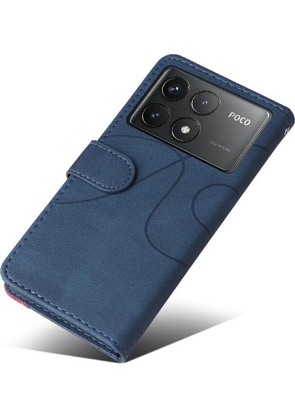 Xiaomi Poco F6 Pro Dikiş Renk Flip Folio Kitap Kickstand Için Flip Case (Yurt Dışından)