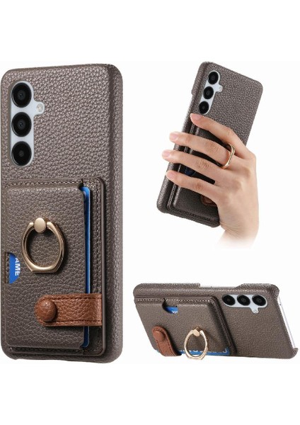 Samsung Galaxy A15 Kart Yuvaları Halka Standı Premium Dokulu Deri (Yurt Dışından)