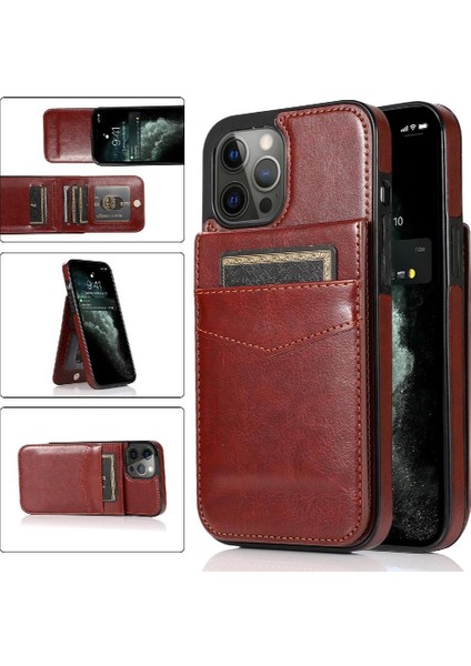 Kredi ile IPhone 13 Pro Premium Deri Çanta Cüzdan ile Uyumlu (Yurt Dışından)