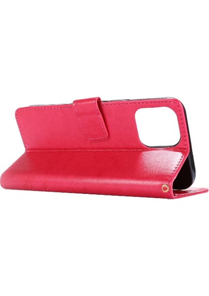 IPhone 14 Için Filp Durumda Pro Kart Tutucu Kickstand Bilek Kayışı Manyetik Pu (Yurt Dışından)