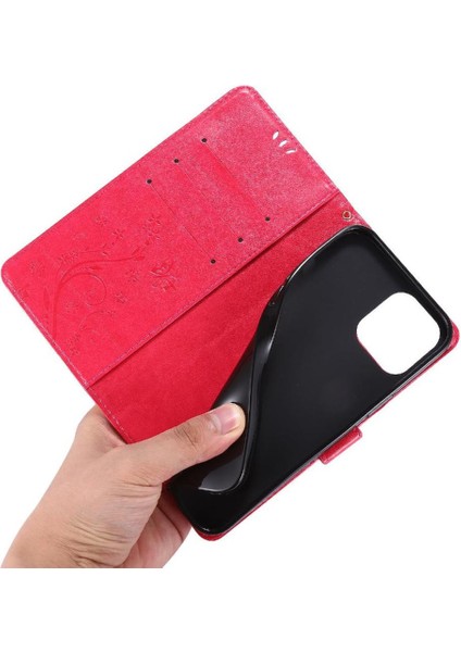 IPhone 14 Için Filp Durumda Pro Kart Tutucu Kickstand Bilek Kayışı Manyetik Pu (Yurt Dışından)