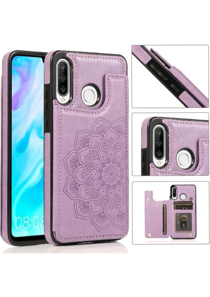 Huawei P30 Lite Flip Darbeye Dayanıklı Desen Için Kart Tutucu Kılıf ile Cüzdan (Yurt Dışından)