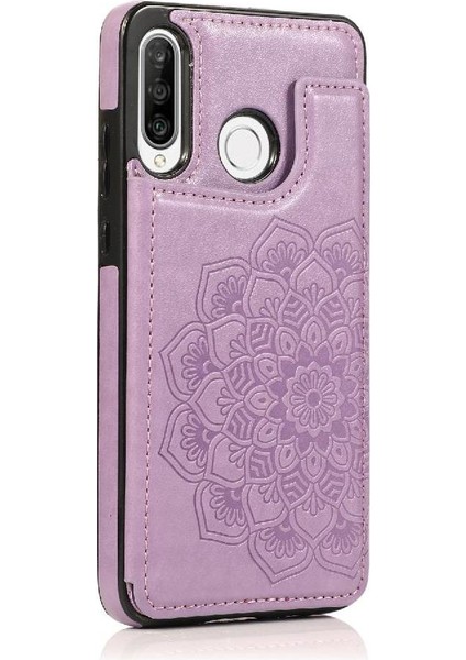 Huawei P30 Lite Flip Darbeye Dayanıklı Desen Için Kart Tutucu Kılıf ile Cüzdan (Yurt Dışından)