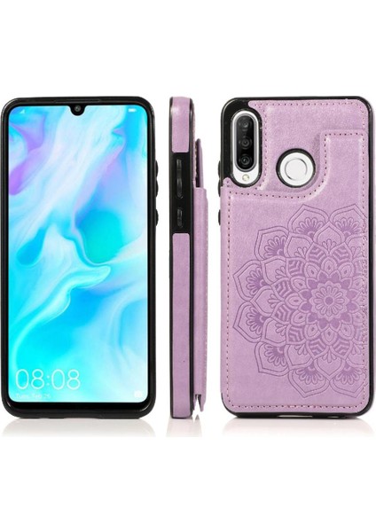 Huawei P30 Lite Flip Darbeye Dayanıklı Desen Için Kart Tutucu Kılıf ile Cüzdan (Yurt Dışından)