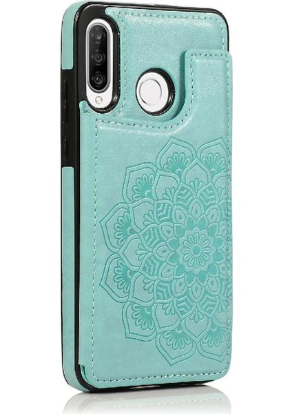 Huawei P30 Lite Flip Darbeye Dayanıklı Desen Için Kart Tutucu Kılıf ile Cüzdan (Yurt Dışından)