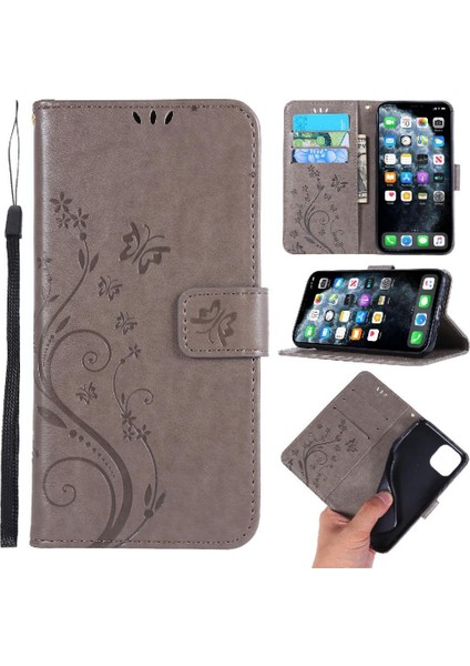 IPhone 12 Için Filp Durumda Pro Max Kart Tutucu Bilek Kayışı Pu Deri Kapatma (Yurt Dışından)