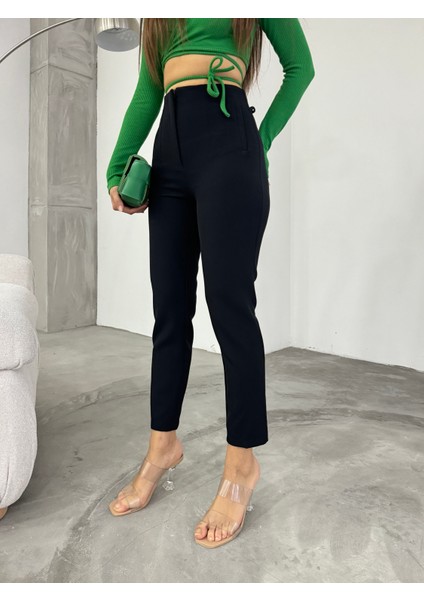 Kadın Yüksek Bel Pensli Dar Paça Kumaş Pantolon modelleri