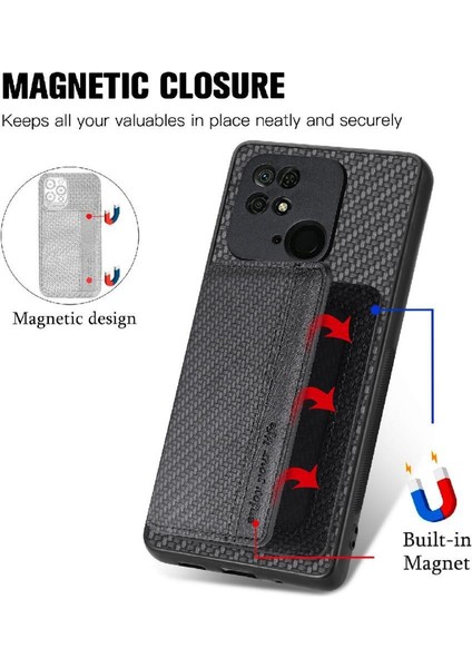 Xiaomi Redmi 10C Manyetik Kart Tutucu Rfıd Engelleme Standı Kamera Için Kılıf (Yurt Dışından)