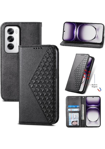 Oppo Oppo 12 5g Günlük Kullanım Için Flip Case Standı Cüzdan Eşkenar Dörtgen Şekli El (Yurt Dışından)