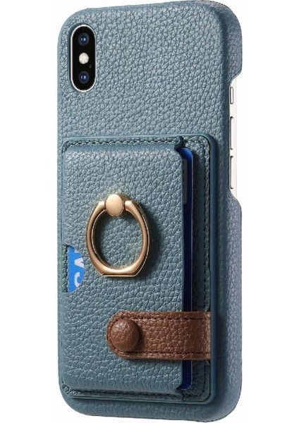 IPhone X/xs Kart Yuvaları Halka Standı Premium Dokulu Deri (Yurt Dışından)