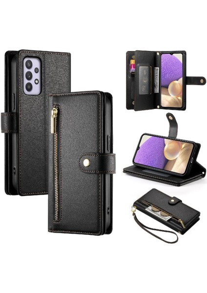 Samsung Galaxy A32 5g Kickstand Bilek Kayışı Çok Fonksiyonlu Flip Case (Yurt Dışından)