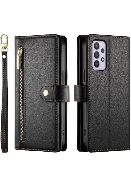 Samsung Galaxy A32 5g Kickstand Bilek Kayışı Çok Fonksiyonlu Flip Case (Yurt Dışından)