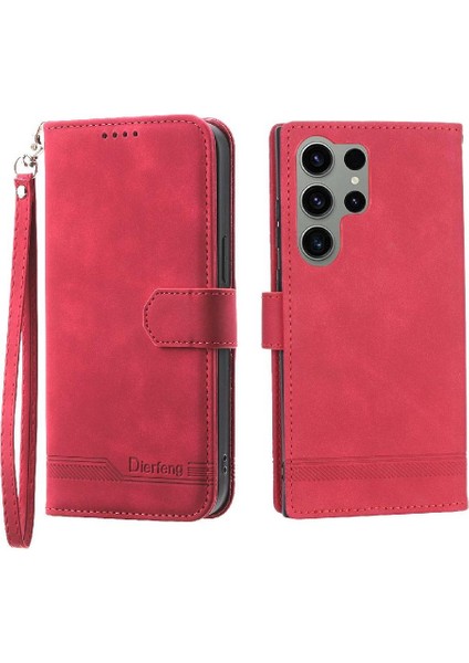 Samsung Galaxy S23 Ultra Bileklik Manyetik Kapatma Nakit Için Flip Case (Yurt Dışından)