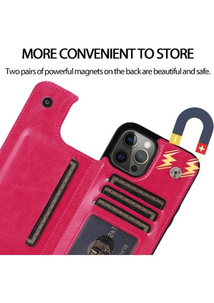 Kart Tutucu Toka ile IPhone 14 Pro Kart Yuvaları Pu Deri Için Cüzdan Kılıf (Yurt Dışından) indirimleri