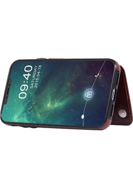 Kart Tutucu Çift ile IPhone 11 Pu Deri Kickstand Için Cüzdan Kılıf (Yurt Dışından)