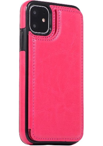 Kart Tutucu Çift ile IPhone 11 Pu Deri Kickstand Için Cüzdan Kılıf (Yurt Dışından)