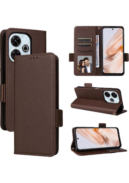 Xıaomı Poco M6 4g Manyetik Yan Toka Cüzdan Pu Deri Için Flip Case (Yurt Dışından)