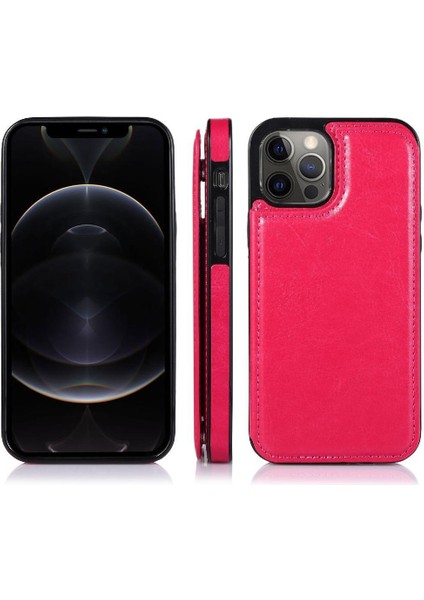 IPhone 12 Için Cüzdan Durumda Pro Max Çift Manyetik Toka Kart Yuvaları Pu (Yurt Dışından)