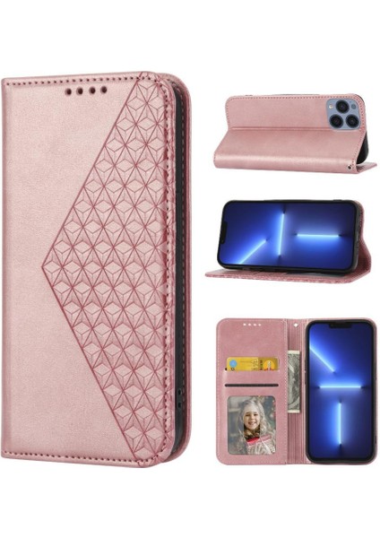 IPhone 12 Cüzdan Günlük Kullanım Için Flip Case El Kayışı Standı Eşkenar Dörtgen Şekli (Yurt Dışından)