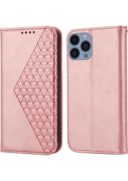 IPhone 12 Cüzdan Günlük Kullanım Için Flip Case El Kayışı Standı Eşkenar Dörtgen Şekli (Yurt Dışından)