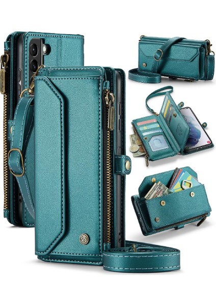 Samsung Galaxy S21 Artı Fermuar Faturaları Yuvası Için Crossbody Durumda Rfid Engelleme (Yurt Dışından)