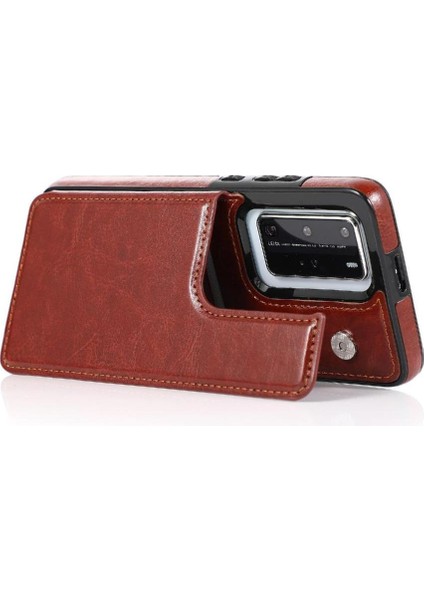 Huawei P40 Kart Yuvaları Için Cüzdan Durumda Çift Manyetik Toka Kickstand Pu (Yurt Dışından) modelleri