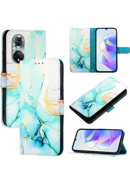 Huawei Nova 9 Için Kılıf Pu Deri Cüzdan Mermer Desen Kickstand (Yurt Dışından)