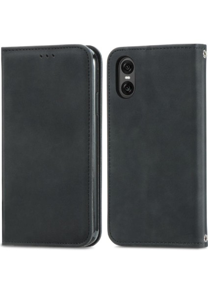 Sony Xperia 10 Vı Için Flip Case Cüzdan Basit Iş Deri Kılıf Flip (Yurt Dışından)