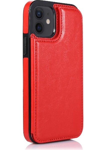 IPhone 12 Için Cüzdan Durumda Çift Manyetik Toka Kart Yuvaları ile Kickstand (Yurt Dışından)