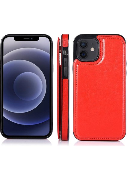 IPhone 12 Için Cüzdan Durumda Çift Manyetik Toka Kart Yuvaları ile Kickstand (Yurt Dışından)