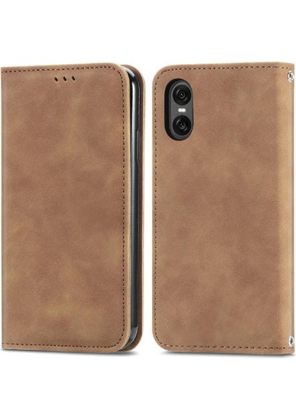 Sony Xperia 10 Vı Için Flip Case Cüzdan Basit Iş Deri Kılıf Flip (Yurt Dışından)