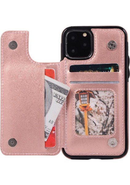 Kart Tutucu Kickstand ile IPhone 11 Pro Max Pu Deri Için Cüzdan Kılıf (Yurt Dışından)
