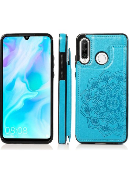 Huawei P30 Lite Flip Darbeye Dayanıklı Desen Için Kart Tutucu Kılıf ile Cüzdan (Yurt Dışından)