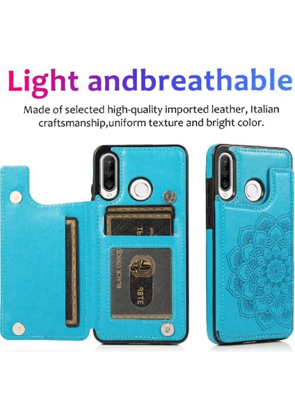 Huawei P30 Lite Flip Darbeye Dayanıklı Desen Için Kart Tutucu Kılıf ile Cüzdan (Yurt Dışından)