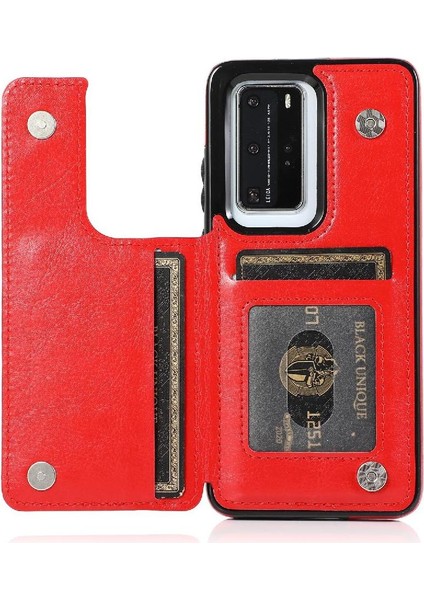 Huawei P40 Kart Yuvaları Için Cüzdan Durumda Çift Manyetik Toka Kickstand Pu (Yurt Dışından) fiyatları