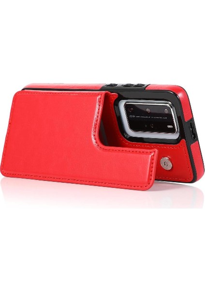 Huawei P40 Kart Yuvaları Için Cüzdan Durumda Çift Manyetik Toka Kickstand Pu (Yurt Dışından) modelleri