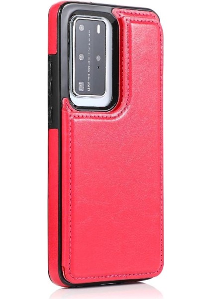 Huawei P40 Kart Yuvaları Için Cüzdan Durumda Çift Manyetik Toka Kickstand Pu (Yurt Dışından) fırsatları
