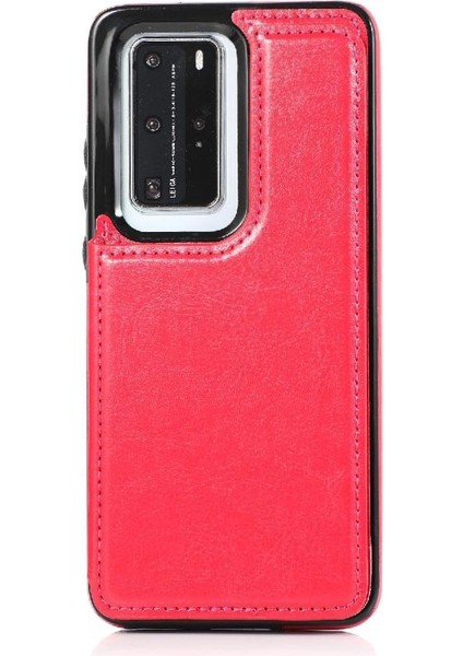 Huawei P40 Kart Yuvaları Için Cüzdan Durumda Çift Manyetik Toka Kickstand Pu (Yurt Dışından) indirimleri