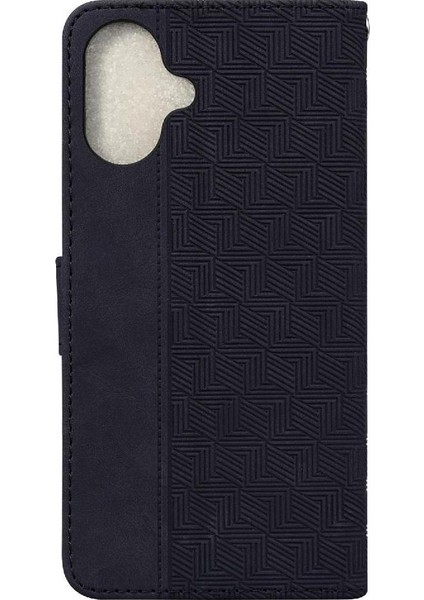 IPhone 16 Için Flip Case Artı Kickstand Özelliği Geometrik Kabartmalı Flip Pu (Yurt Dışından) modelleri