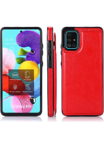 Samsung Galaxy A51 4g Kart Yuvaları Için Cüzdan Durumda Pu Deri Çift Toka (Yurt Dışından)