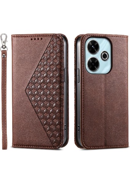 Xiaomi Poco M6 Pro 4g Için Flip Case El Kayışı Standı Günlük Kullanım Eşkenar Dörtgen (Yurt Dışından) modelleri