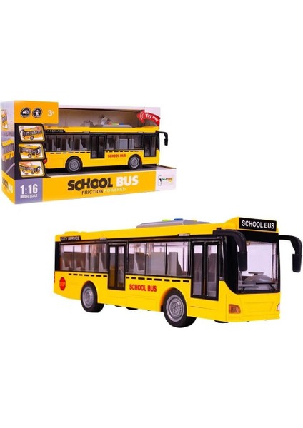 Sürtmeli Sesli Işıklı Okul Otobüsü 1:16 Oyuncak Otobüs