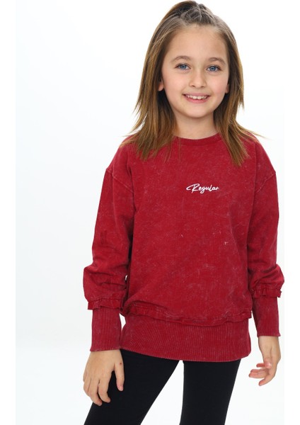 Kız Çocuk Yıkamalı Nakışlı Sweatshirt indirimleri