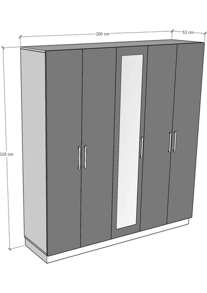 5 Kapaklı Gardırop 200CM